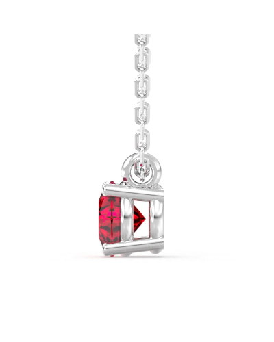 collier rubis rond en or blanc 18k