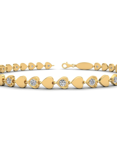 bracelet diamants coeur en or jaune