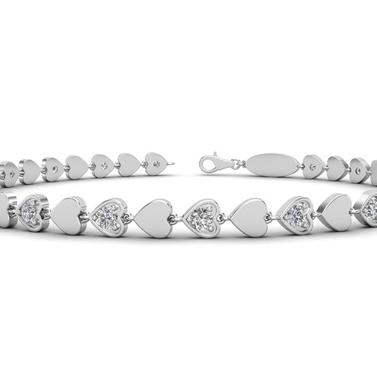 bracelet diamants coeur en or blanc