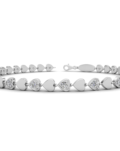 bracelet diamants coeur en or blanc