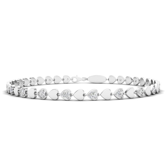 bracelet diamants coeur en or blanc