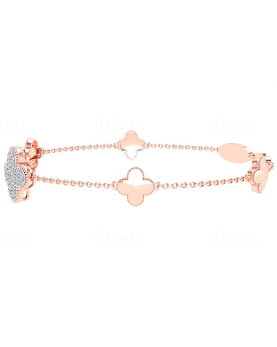 bracelet diamants coeur en or rose