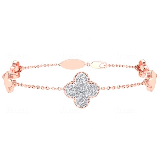 bracelet diamants coeur en or rose