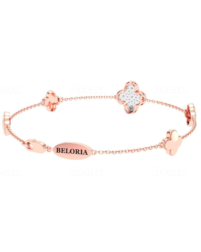 bracelet diamants coeur en or rose