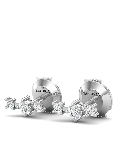 Boucles d'oreilles rond or blanc 18 carats et diamants