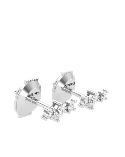 Boucles d'oreilles rond or blanc 18 carats et diamants