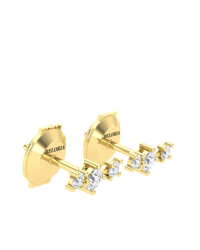 Boucles d'oreilles rond or jaune 18 carats et diamants