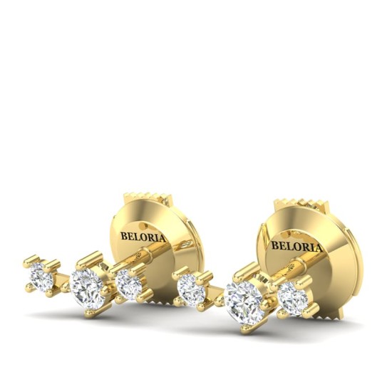 Boucles d'oreilles rond or jaune 18 carats et diamants