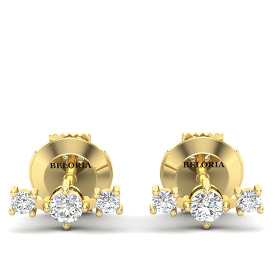 Boucles d'oreilles rond or jaune 18 carats et diamants