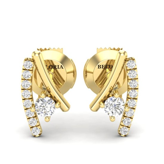 Boucles d'oreilles rond or jaune 18 carats et diamants