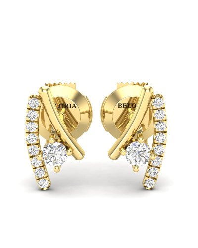 Boucles d'oreilles rond or jaune 18 carats et diamants