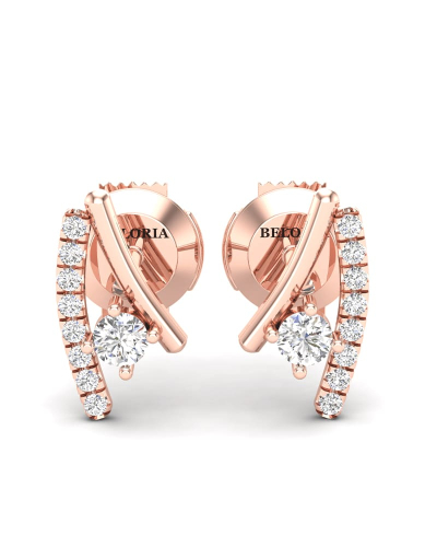 Boucles d'oreilles rond or rose 18 carats et diamants
