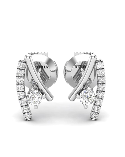 Boucles d'oreilles rond or blanc 18 carats et diamants