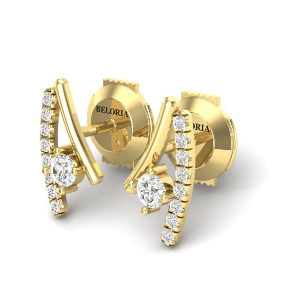 Boucles d'oreilles rond or jaune 18 carats et diamants