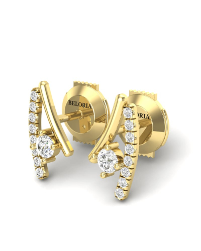 Boucles d'oreilles rond or jaune 18 carats et diamants