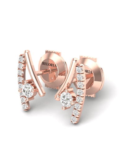 Boucles d'oreilles rond or rose 18 carats et diamants