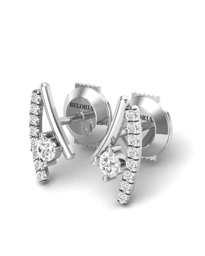 Boucles d'oreilles rond or blanc 18 carats et diamants