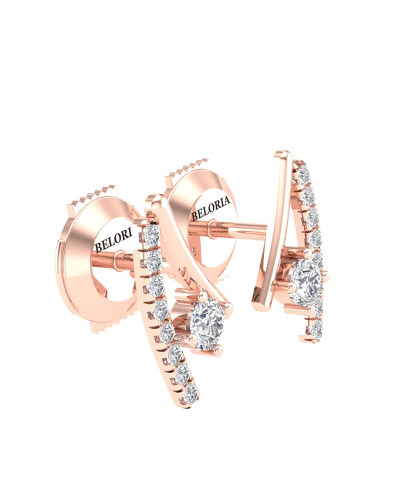 Boucles d'oreilles rond or rose 18 carats et diamants
