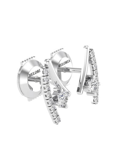 Boucles d'oreilles rond or blanc 18 carats et diamants