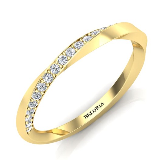 demi alliance diamant en or jaune