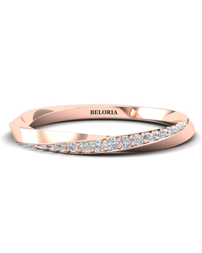 demi alliance diamant en or rose