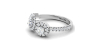 Bague toi et moi en Or blanc avec Halo Accompagné Diamant poire et rond
