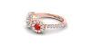 Bague toi et moi en Or rose avec Halo Accompagné Diamant poire et rond
