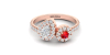 Bague toi et moi en Or rose avec Halo Accompagné Diamant poire et rond