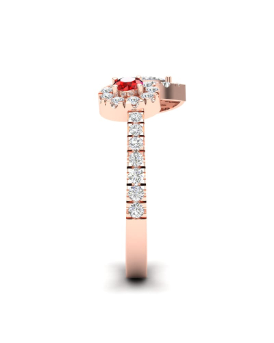 Bague toi et moi en Or rose avec Halo Accompagné Diamant poire et rond