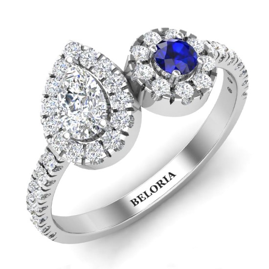 Bague toi et moi diamants et saphir