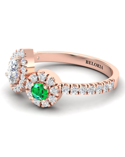 Bague toi et moi diamants et emeraude