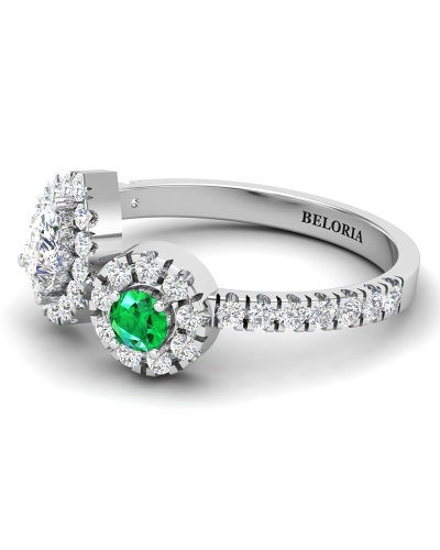 Bague toi et moi diamants et emeraude
