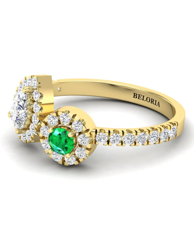 Bague toi et moi diamants et emeraude