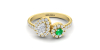 Bague toi et moi diamants et emeraude