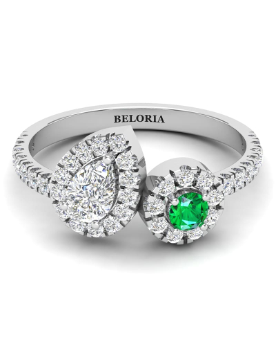 Bague toi et moi diamants et emeraude