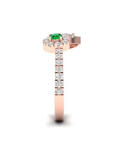Bague toi et moi diamants et emeraude
