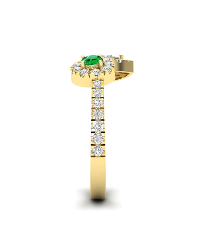 Bague toi et moi diamants et emeraude