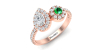 Bague toi et moi diamants et emeraude