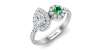 Bague toi et moi diamants et emeraude