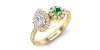 Bague toi et moi diamants et emeraude