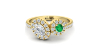Bague toi et moi ovale emeraude or jaune