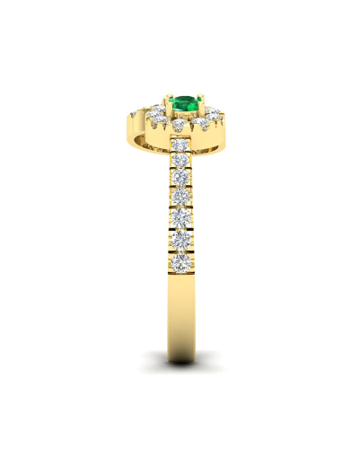 Bague toi et moi ovale emeraude or jaune