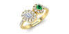Bague toi et moi ovale emeraude or jaune
