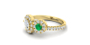 Bague toi et moi ovale emeraude or jaune