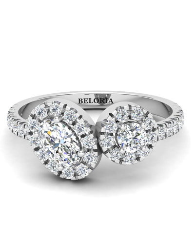 Bague toi et moi ovale or blanc