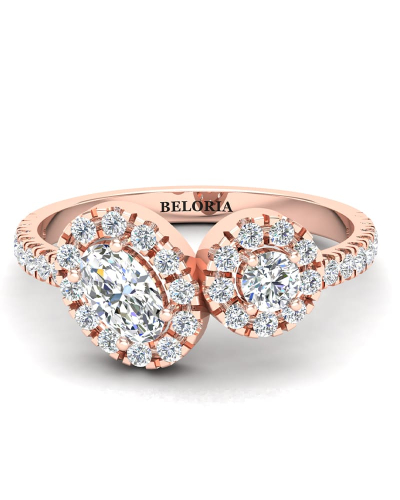 Bague toi et moi ovale or rose