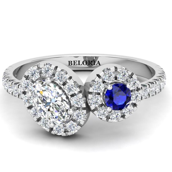 Bague toi et moi ovale or blanc