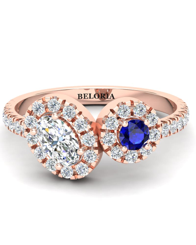 Bague toi et moi ovale or rose