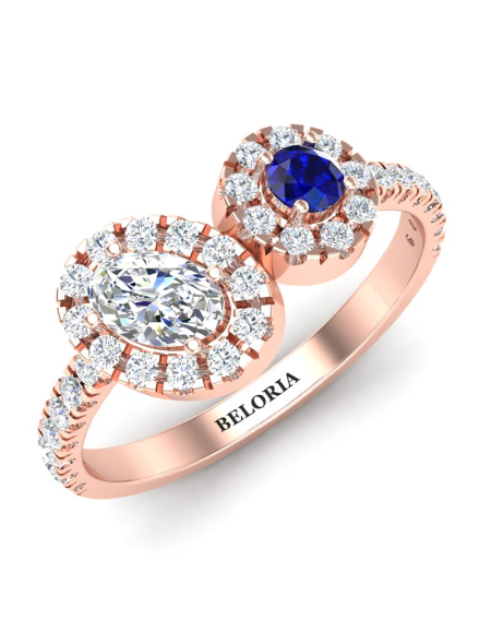 Bague toi et moi ovale or blanc 2