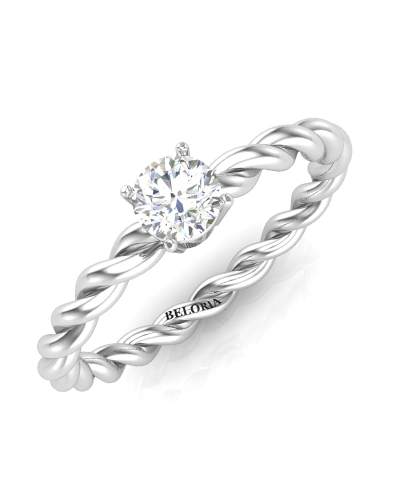 solitaire diamant simple en or blanc